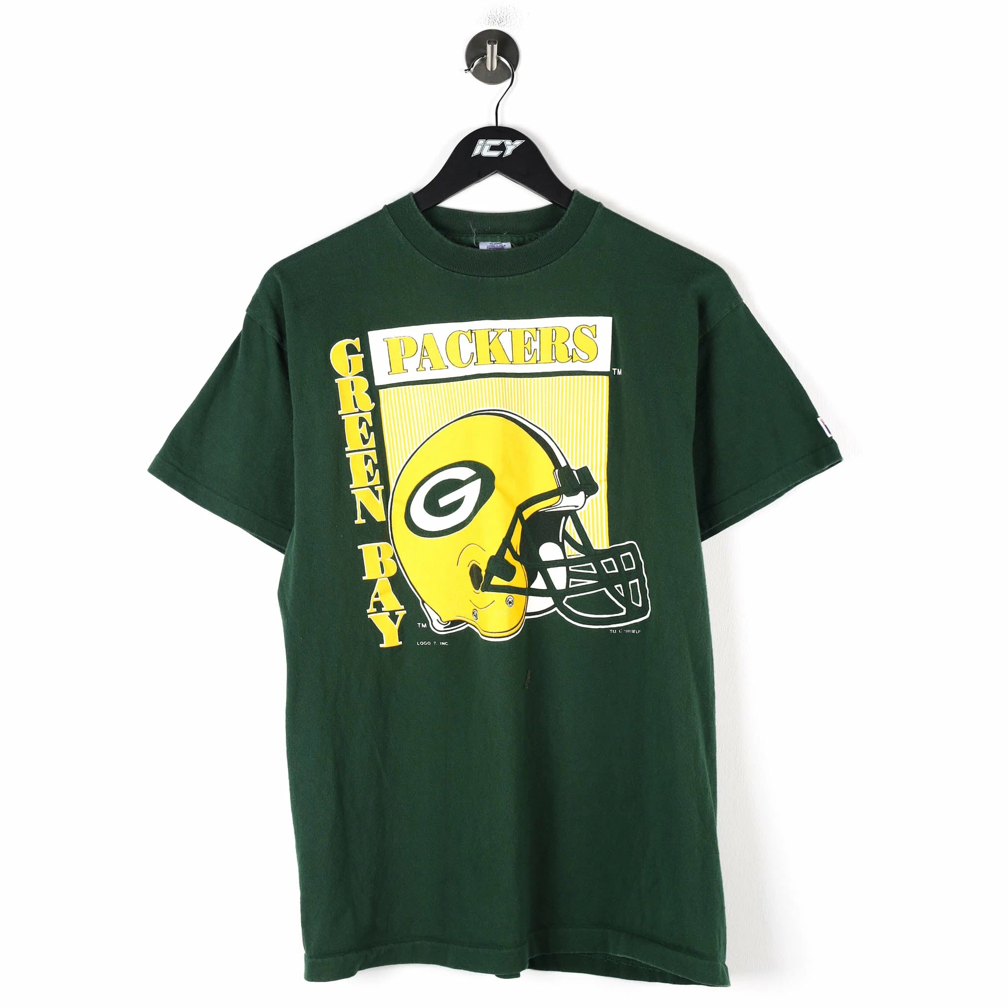 Vintage NFL Logo 7 Green Bay Packers Helmet Graphic T-Shirt - Medium 1 Vintage NFL Logo 7 Green Bay Packers Helmet Graphic T-Shirt - Medium