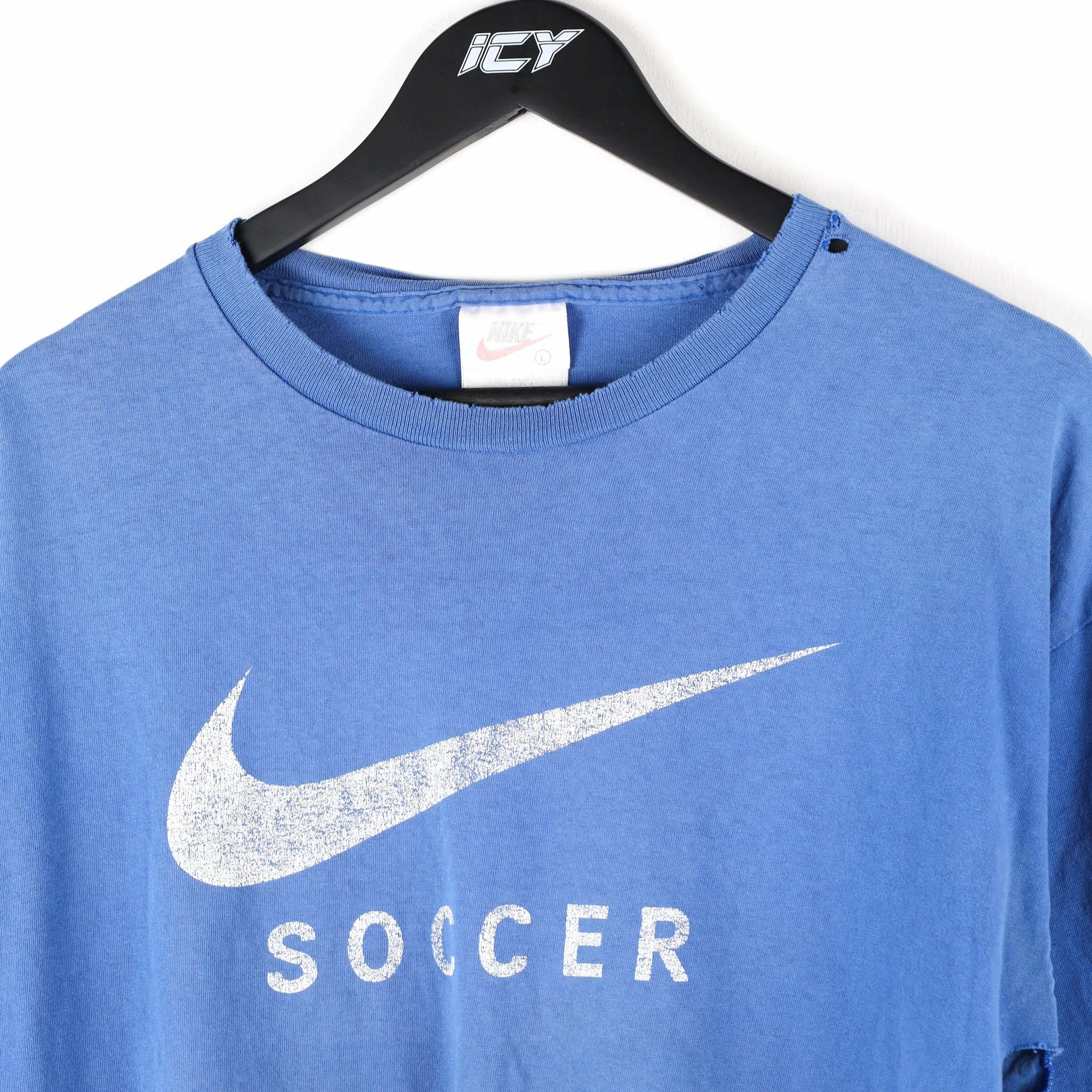 Vintage Nike Soccer Big Swoosh 90s T-Shirt - Large 2 Vintage Nike Soccer Big Swoosh 90s T-Shirt - Large - Image 2