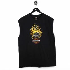 Harley Davidson 2007 Palm Springs Cali Flaming Skull Tank Top T-Shirt - Large