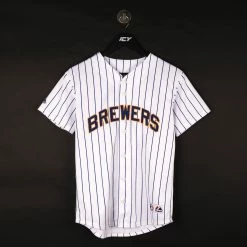 MLB Milwaukee Brewers JJ Hardy #7 Pinstripe Baseball Jersey - Small