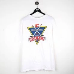 Vintage NHL 1987 Calgary Flames Graphic T-Shirt - Large