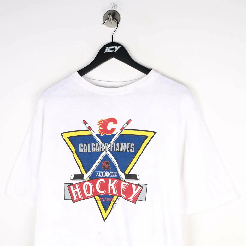 Vintage NHL 1987 Calgary Flames Graphic T-Shirt - Large 6 Vintage NHL 1987 Calgary Flames Graphic T-Shirt - Large - Image 6