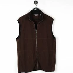 Icy Vintage Vintage Izod Mocha Brown Fleece Full Zip Vest - Large