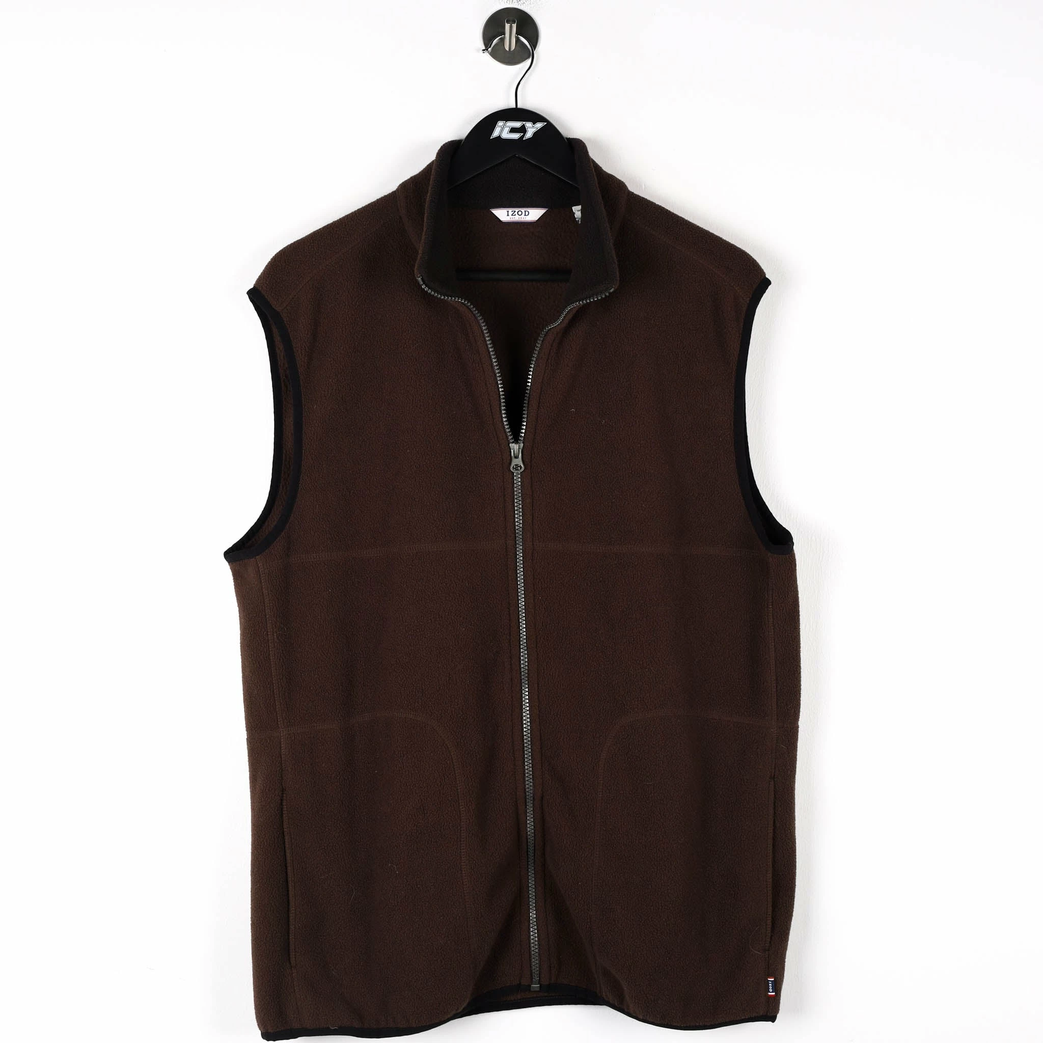 Icy Vintage Vintage Izod Mocha Brown Fleece Full Zip Vest - Large