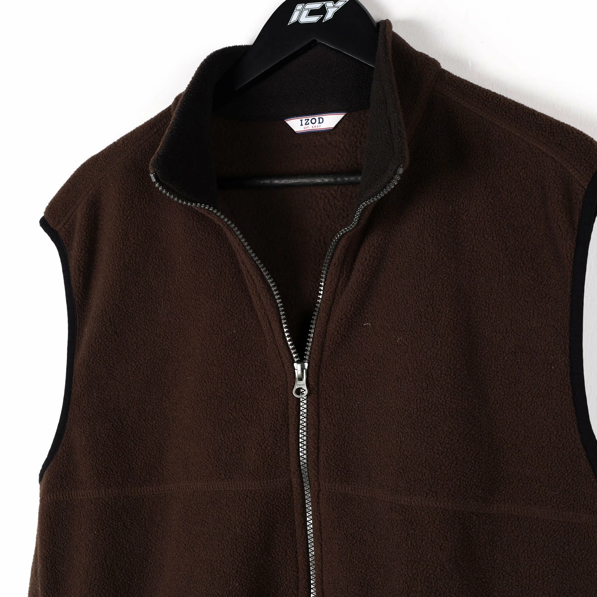 Icy Vintage Vintage Izod Mocha Brown Fleece Full Zip Vest - Large - Image 3