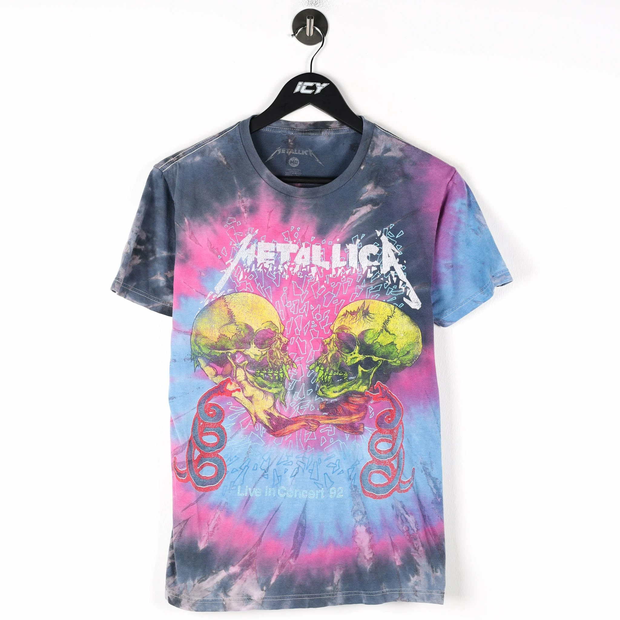 Icy Vintage Metallica Live In Concert Tie Dye Band T-Shirt - Medium