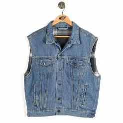 Vintage Disney Mickey's World Travelers Goofy Donald Reversible Denim Plaid Vest - Large -Icy Sales Shop 33IMG 0144