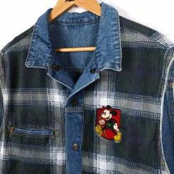 Vintage Disney Mickey's World Travelers Goofy Donald Reversible Denim Plaid Vest - Large -Icy Sales Shop 33IMG 0167