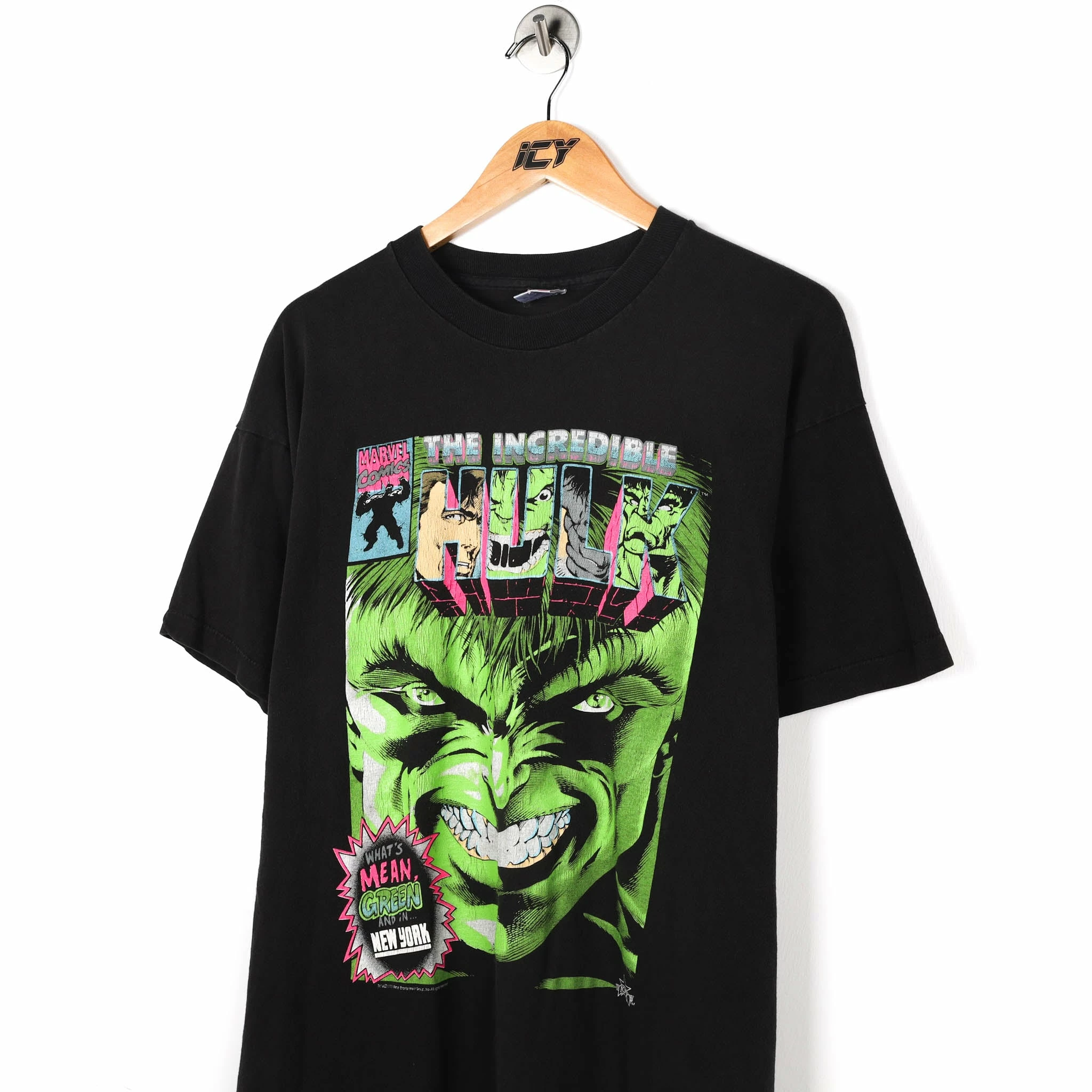 Icy Vintage Vintage 1992 The Hulk What's Mean, Green And In New York 90s Marvel Comics T-Shirt - XL 3 Icy Vintage Vintage 1992 The Hulk What's Mean, Green And In New York 90s Marvel Comics T-Shirt - XL - Image 3