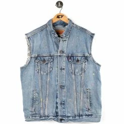 Levi's Paint Splattered Denim Vest - Large